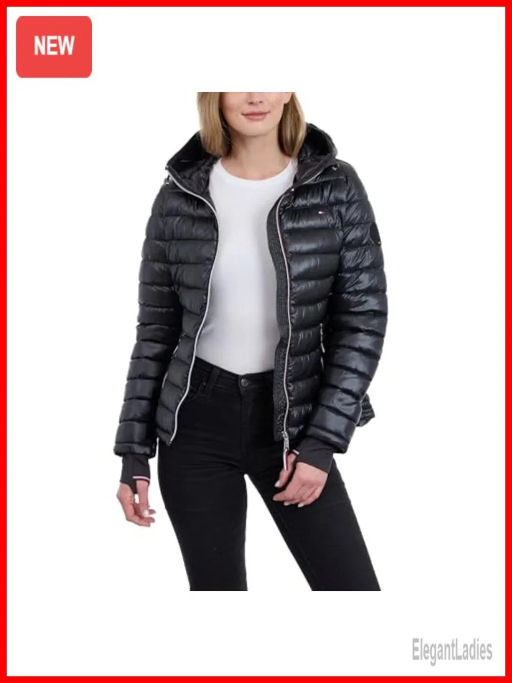 Lightweight Packable Puffer Jacket with Hood and Bag